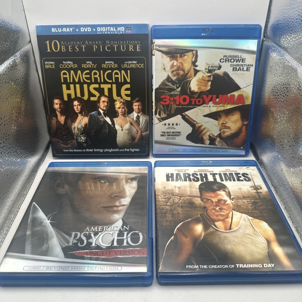 Harsh Times American Hustle Psycho 3:10 Yuma Blu-ray Christian Bale LOT Bundle